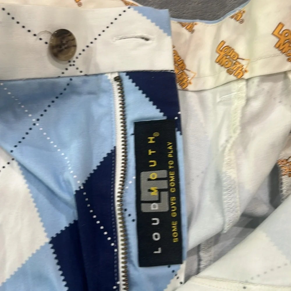 LoudMouth Golf Shorts, Argyle Blue and White Plaid Mens Size 34 - Picture 3 of 8